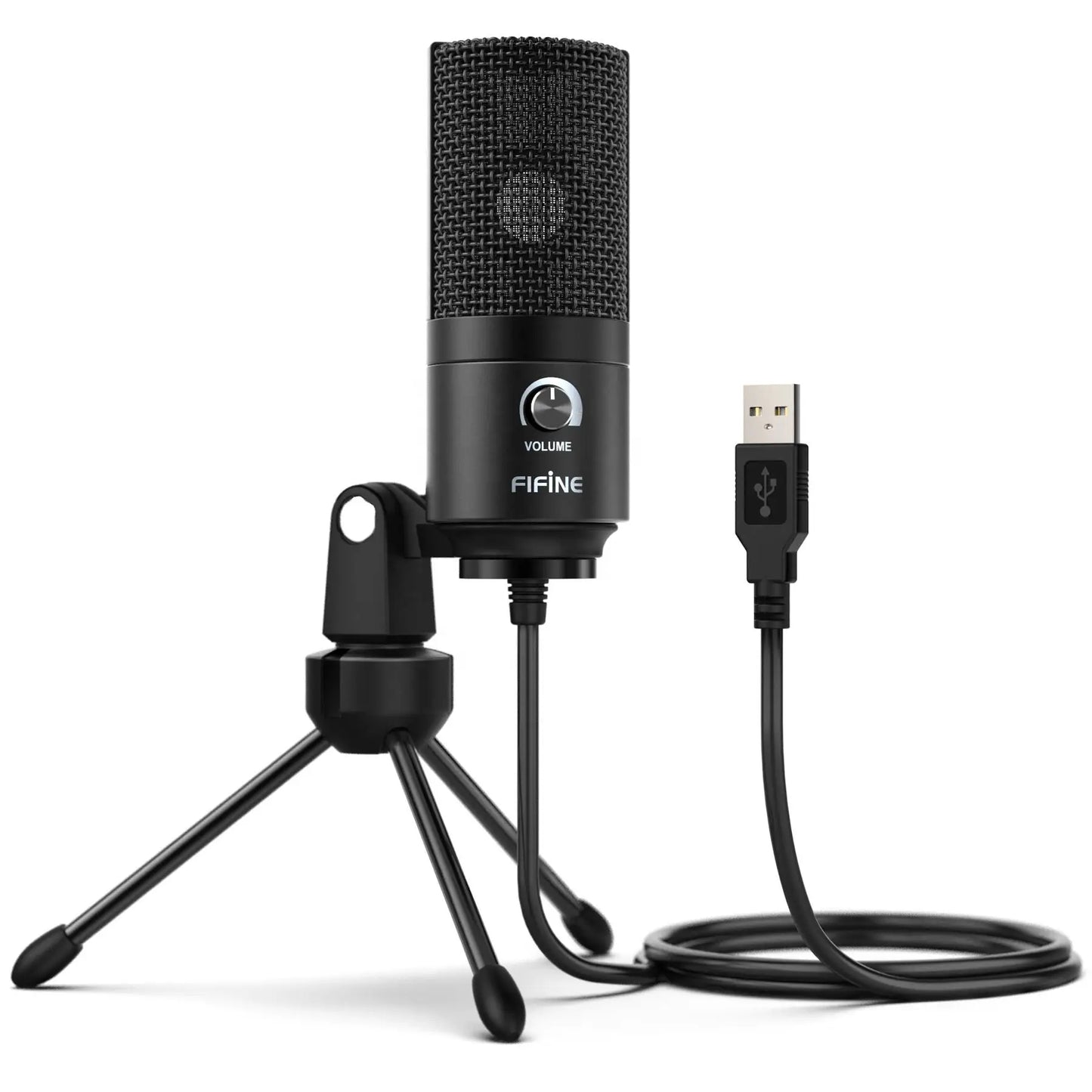 FIFINE USB Condenser Microphone with Gain Knob,Metal Recording Mic for Home Studio,Podcasting,Voice-over,Laptop,Windows -K669