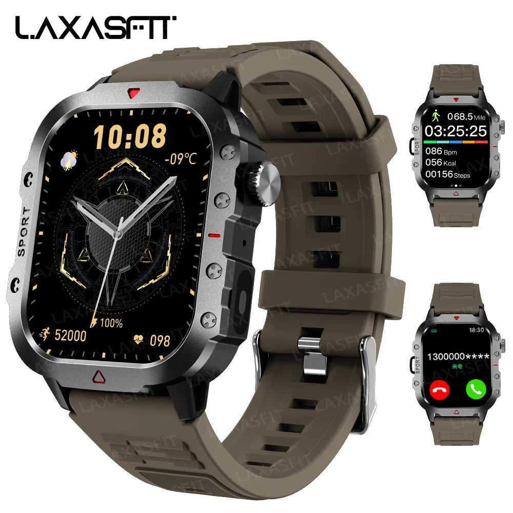 LAXASFIT Men Sports Smart Watch 1.71 Screen Blood Oxygen Bluetooth Talking Watch Multi Sport LED Flashlight Outdoor Smart Watch