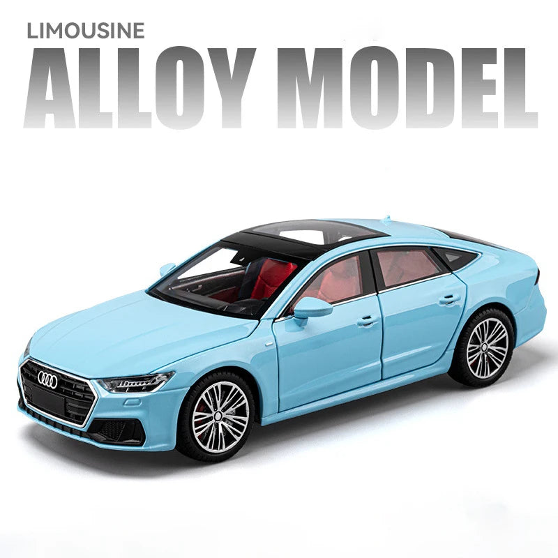 1:24 Audi A7 Alloy Toy Car Model Wheel Steering Sound and Light Children's Toy Collectibles Birthday Gift