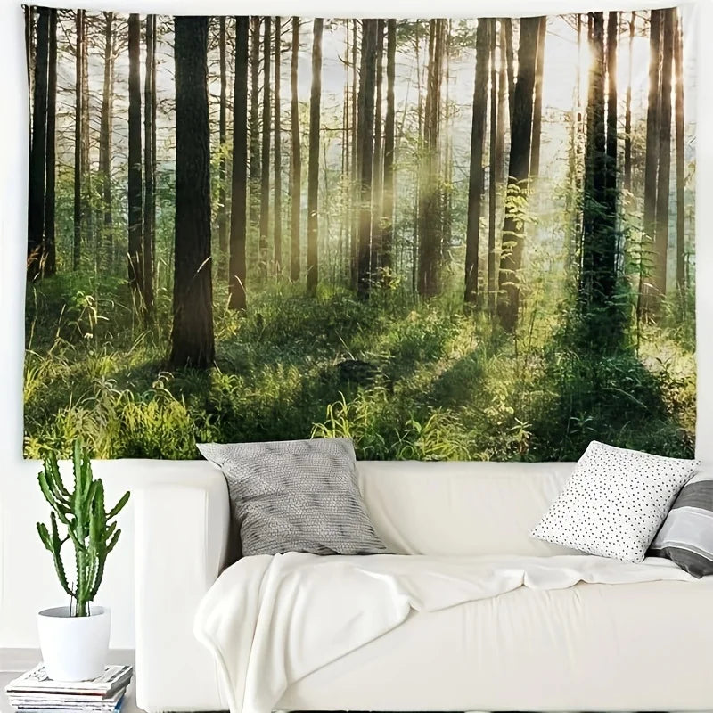 1pc natural forest tree wall tapestry medium and large 3D printed wall art wall hanging bedroom living room dormitory decoration