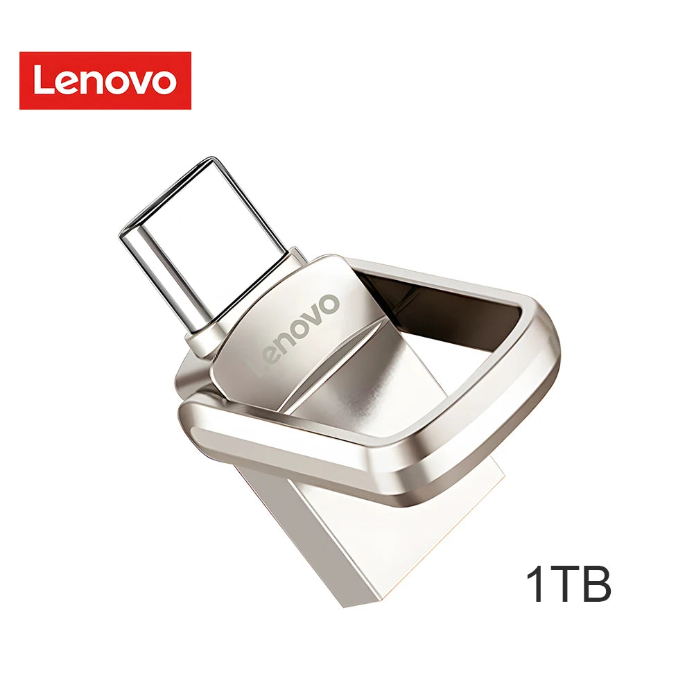 Original Lenovo 2TB Pendrive USB 3.1 Flash Drive Metal U Disk 2 IN 1 OTG 1024GB 128GB 512gb 1TB Pen Drives For Phone Computer