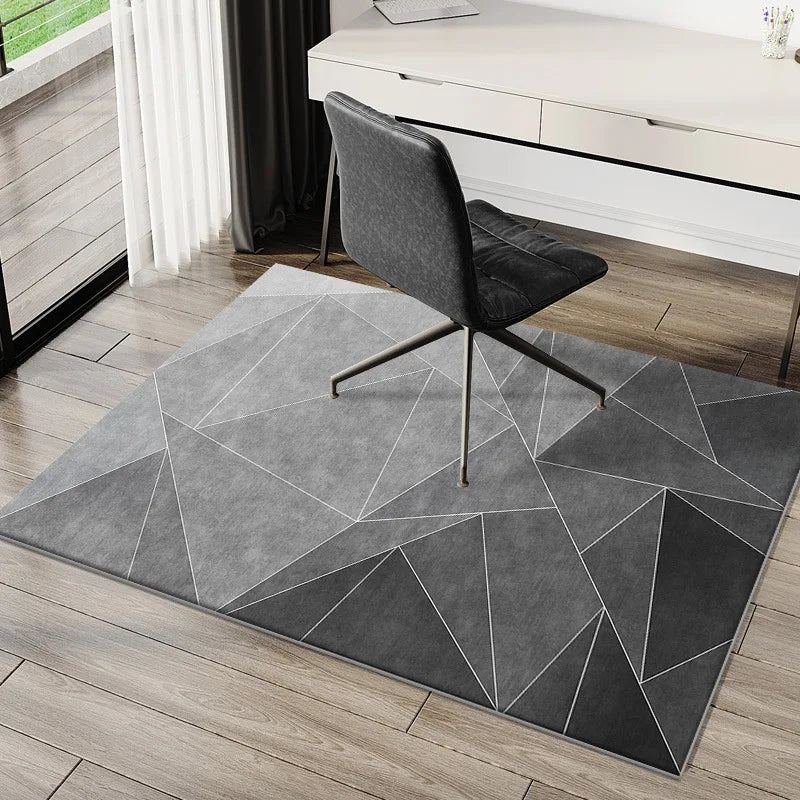 VIKAMA Geometric Carpet Study Office Computer Desk E-Sports Chair Non-Slip Mat Bedroom Rectangular Crystal Velvet Foot Mat