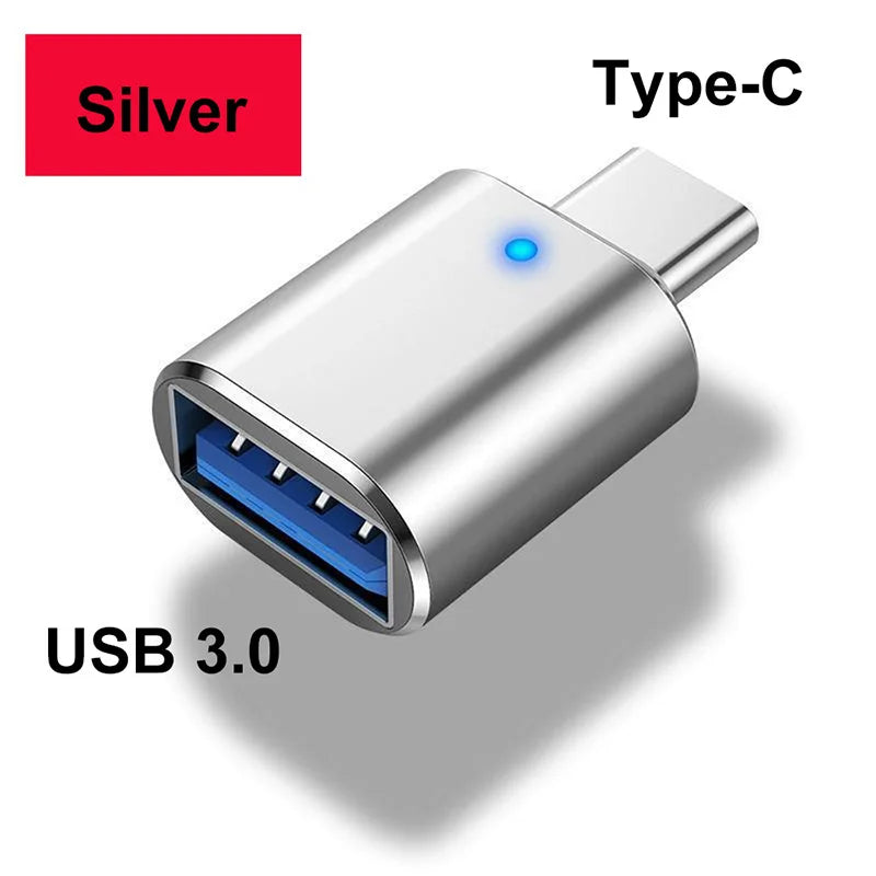 LED USB 3.0 To Type C Adapter OTG To USB C USB-A To Micro USB Type-C Female Connector For Samsung Xiaomi POCO Adapters