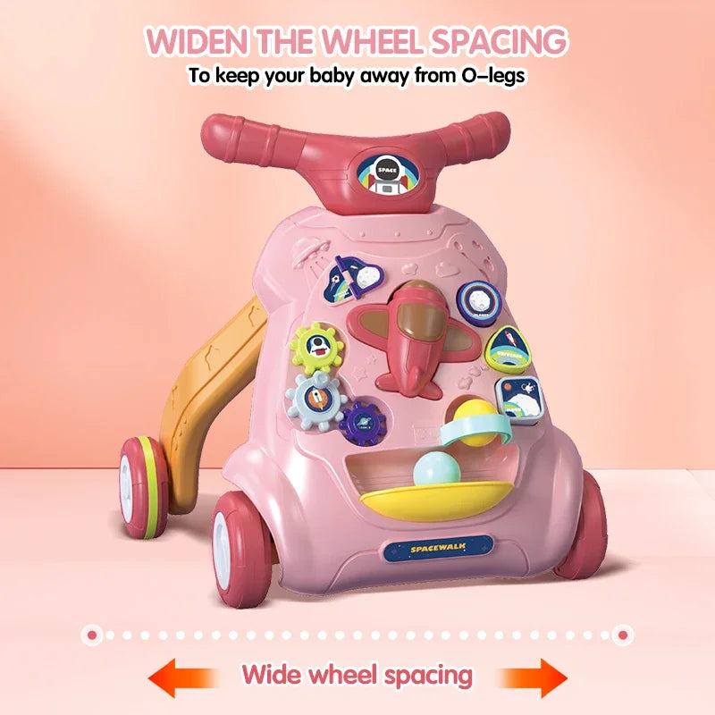 Baby Drag Walker with Wheel Kawaii Musical Flashing Toy Push Walking for Toddler Multifunction Activities Baby Toy 0-12 Months