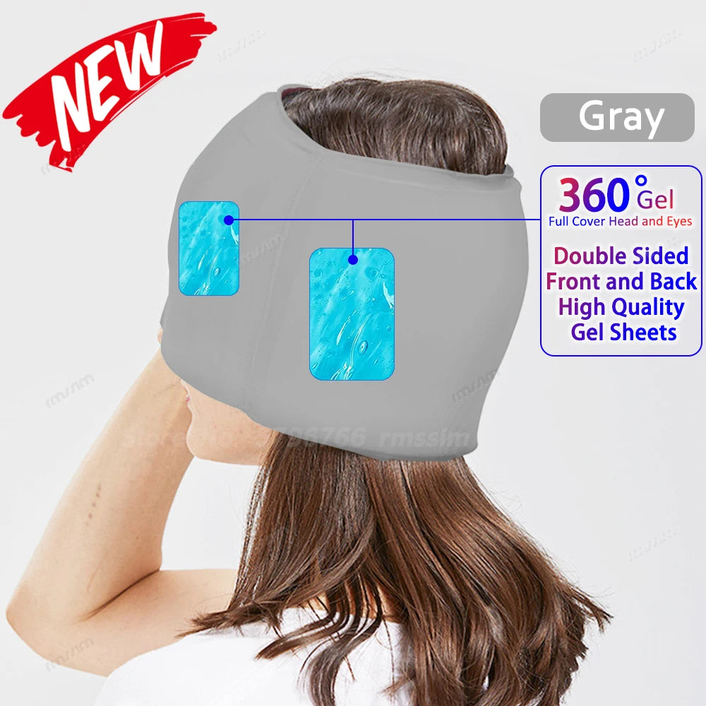 Migraine Relief HatHead Massager Gel Hot Cold Therapy Headache Migraine Relief Cap For Chemo,Sinus,Neck Wearable Therapy Wrap