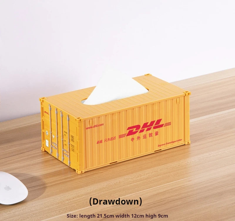 Creative Docker Shipping Container Model Tissue Box Mini Container Model Creative Plastic Living Room Facial Tissue Holder