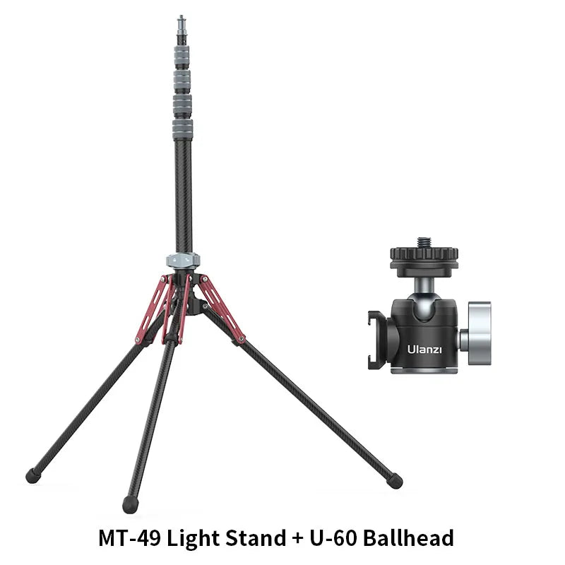 Ulanzi MT-49 1.9M Carbon Fiber Lighting Stand Portable Tripod Photography Light Stand for LED Light Flash Softbox Travel Monopod