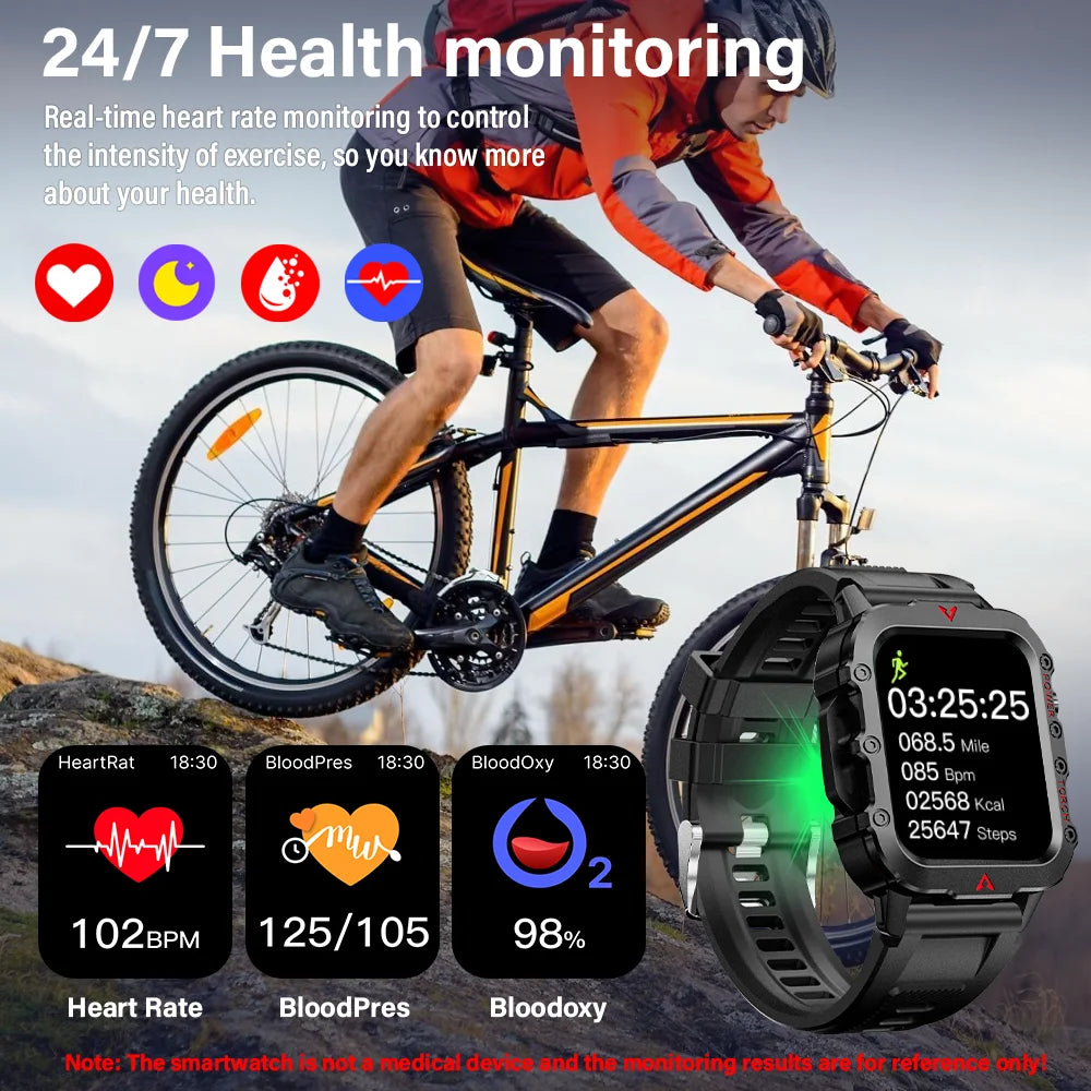 LAXASFIT Men Sports Smart Watch 1.71 Screen Blood Oxygen Bluetooth Talking Watch Multi Sport LED Flashlight Outdoor Smart Watch