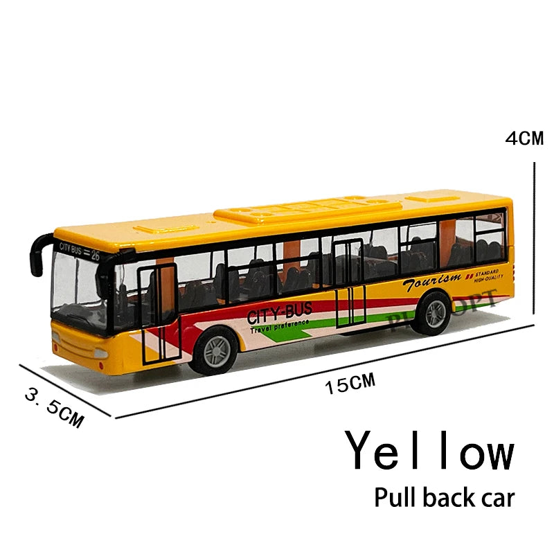 High Simulation Toy Car Model Diecast Plastic Pull-Back Bus Inertia Car City Tour Bus ABS Car Model Toys Gifts For Children Kids