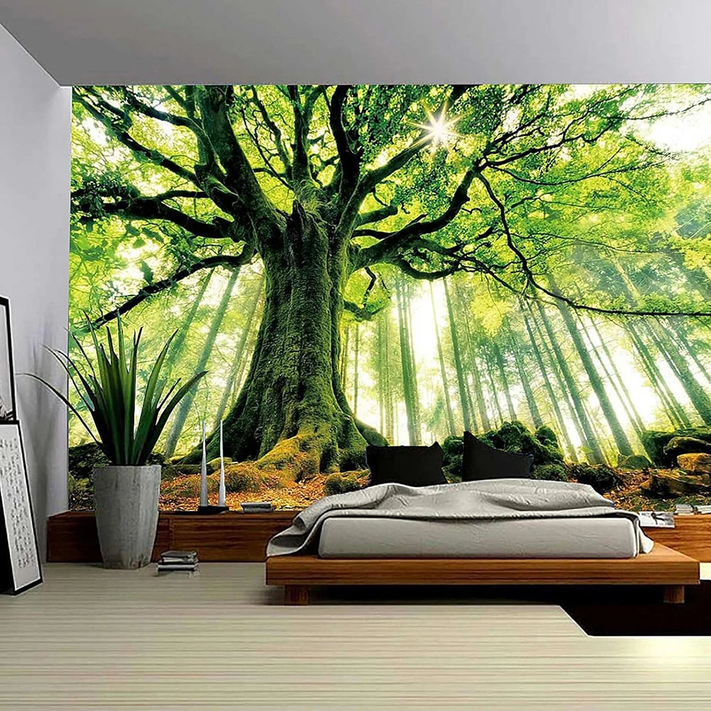 1pc natural forest tree wall tapestry medium and large 3D printed wall art wall hanging bedroom living room dormitory decoration