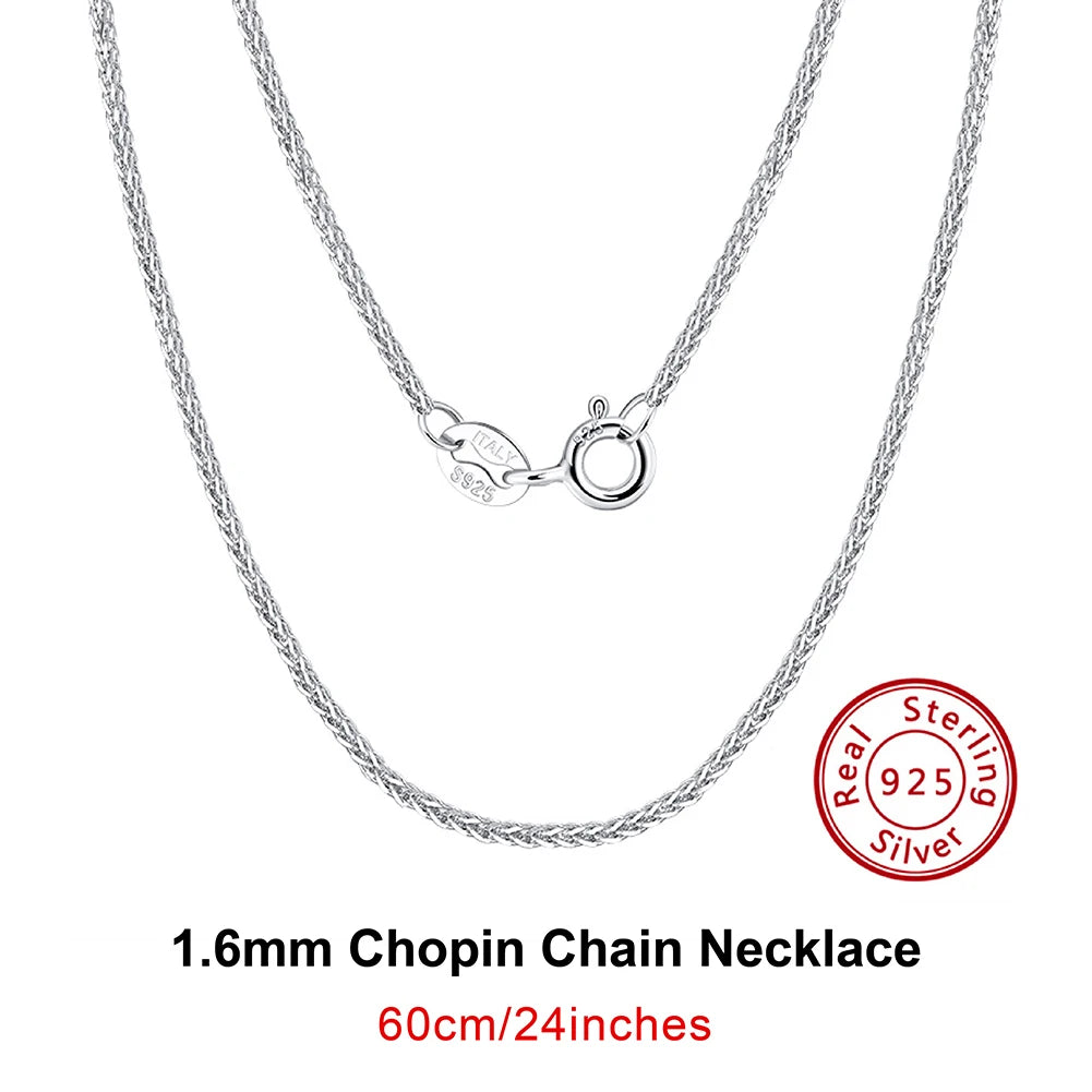 Rinntin 925 Sterling Silver Italian Handmade 1.2mm Chopin Chain Necklace for Women Fashion Simple Basic Neck Chain Jewelry SC53