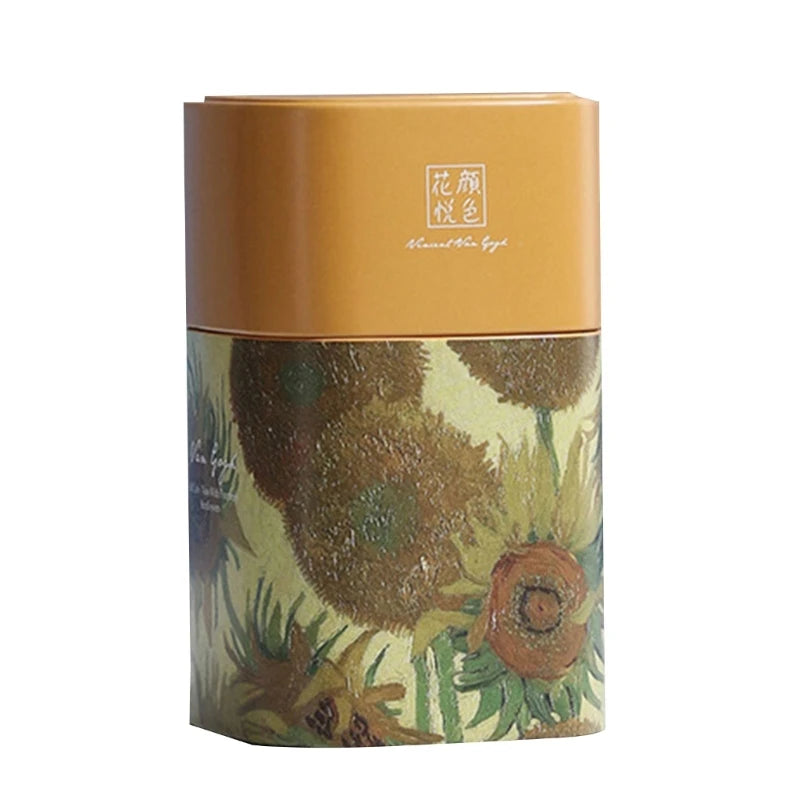 Elegant Tea Stash Jar Durable Metal Container for Herbs Storage Oil Painting Coffee Storage Container Metal Tea Box Dropshipping