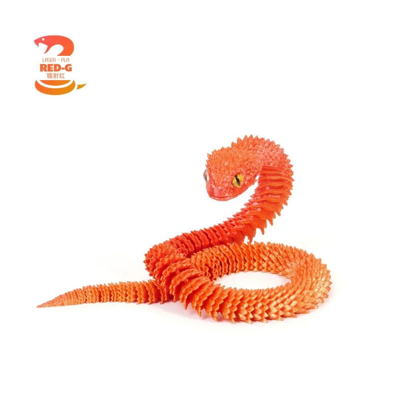 3D Printed Snake Rotatable Articulated Snake Joint Mobility Animal Simulation Model Office Desktop Ornament Home Decor Kids Gift