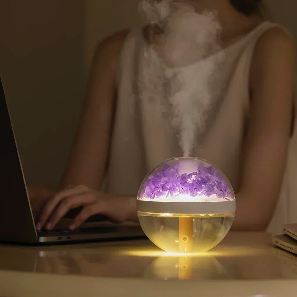 Air Humidifier Hydration Colour LED Light Rechargeable Humidificadores for Home USB Mute Umidificadores De Ar Eternal Flower