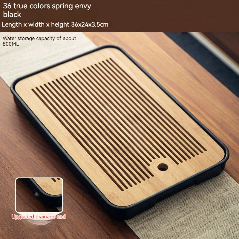 GIANXI Bamboo Tea Tray Small Household Tea Tray Simple Kung Fu Tea Set Drainage Storage Drainage Dry And Wet Dual Use