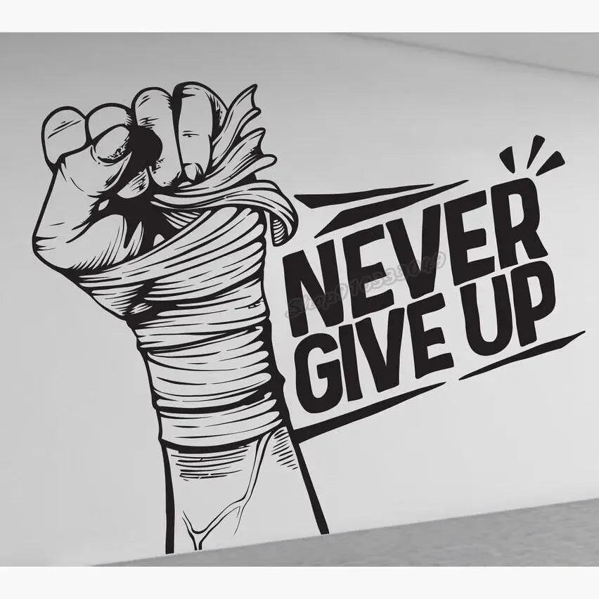 Never Give Up Motivational Wall Decal Gym Wall Decor Vinyl Never Give Up Quotes Phrase Sport Gym Training Wall Sticker C983