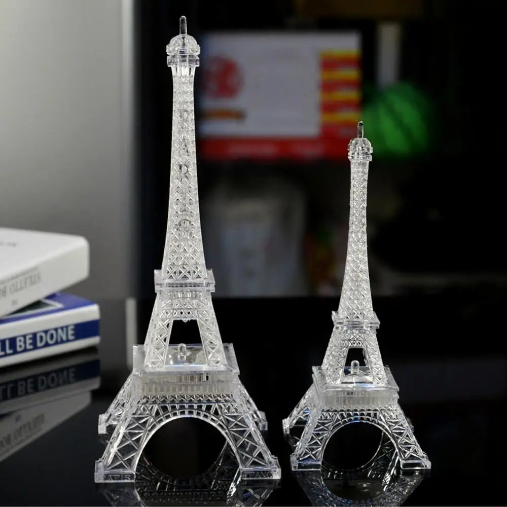 LED Eiffel Tower Figurines World Building Romantic Paris Eiffel Tower Night Light Home Decoration Valentine's Day Xmas Gifts