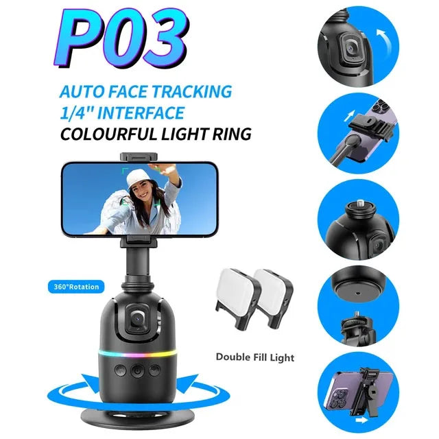 FANGTUOSI AI Smart Gimbal 360° Selfie Stick Auto Face Tracking Gimbal Rotation For Smartphone video Vlog Stabilizer Phone Holder