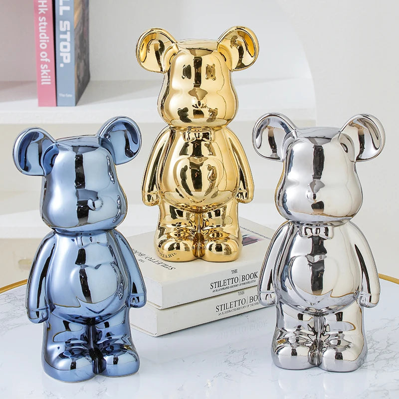 17/27/cm Aesthetic Bear brick Stautes Ceramics Teddy Bear action figure Sculptures Ornament room Home Decoration valentine gift