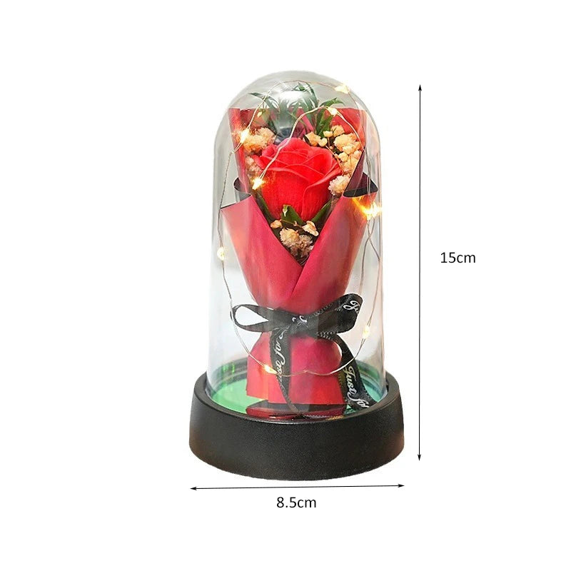 Starry Sky Rose Sunflower Desktop Ornament With LED Creative Gift Valentine's Day Bouquet Soap Flower Romantic Gift Home Decor