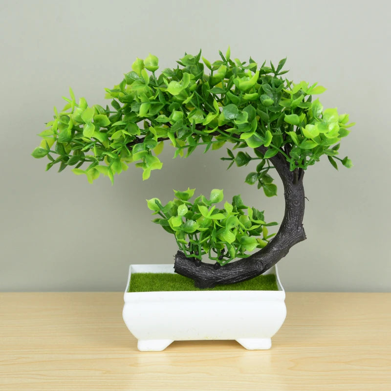 Artificial Plants Potted Green Bonsai Small Tree Grass Plants Pot Ornament Fake Flowers for Home Garden Decoration Wedding Party