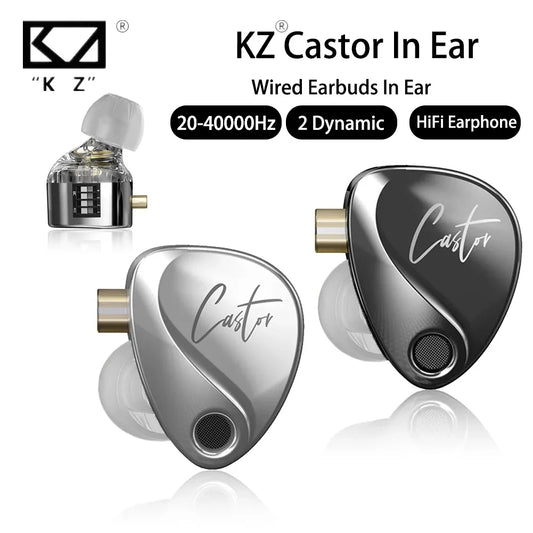 KZ Castor Wired Harman Improved Bass HiFi Earphone 2 Dynamic Tunable Balance Monitor Headphone IEM Earphones Music Sport Earbuds