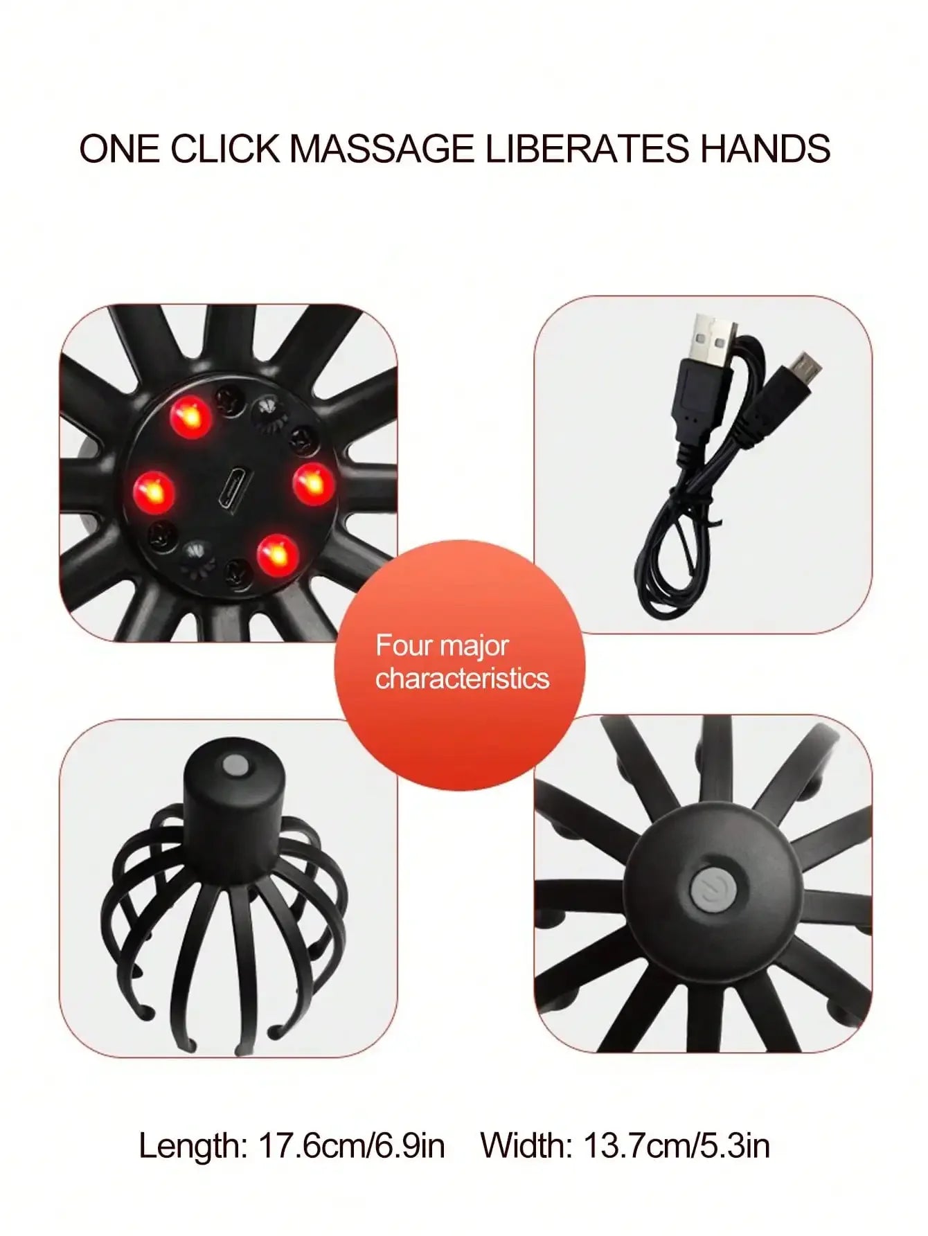 Intelligent Electric Octopus Head Massager Soul Extraction, Head Scratching Meridian Dredging, Scalp Massage And Relaxation Tool