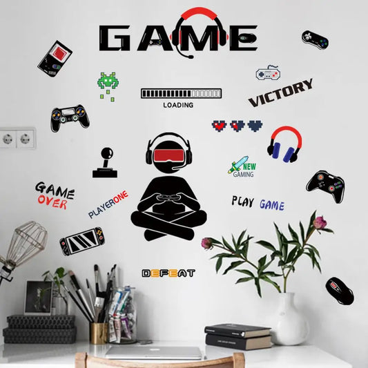 Gamer Vinyl Wall Sticker Game Room For Kids Room Decoration Wall Murals Boys Bedroom Decor Gaming Poster Wallpaper