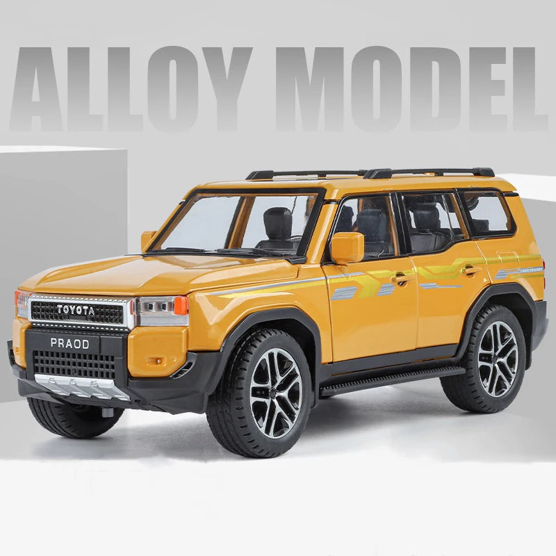 1/24 Toyota 2024 PRADO Land Cruiser Lc250 Alloy Car Model Diecast Metal Toy Off-road Vehicle Car Model Sound and Light Kids Gift