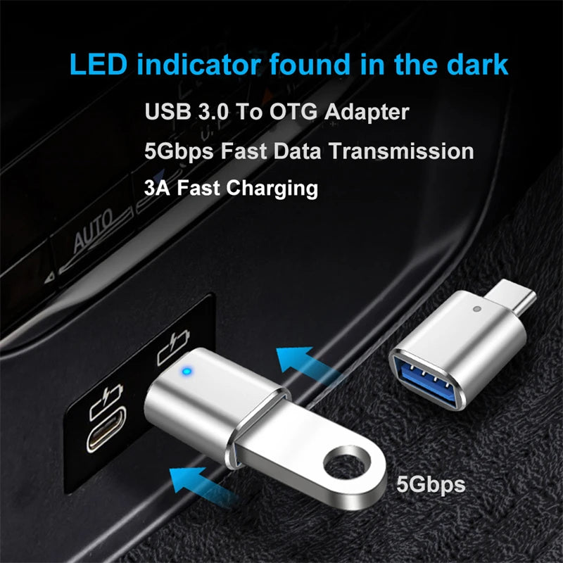 USB 3.0 To Type C Adapter  LED OTG To USB C USB-A To Micro USB Type-C Female Connector For HUAWEI Samsung Xiaomi  POCO Adapters