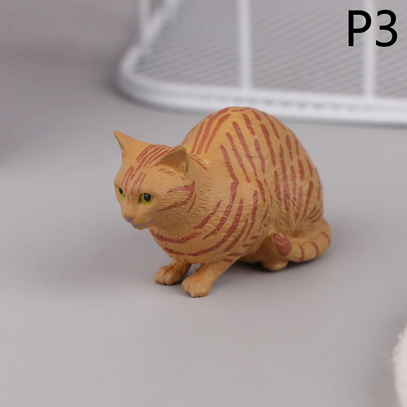 Solid Simulation Animal Model Lying Orange Cat Figurine Cute Desktop Decoration Mini Pet Cat Model Ornament