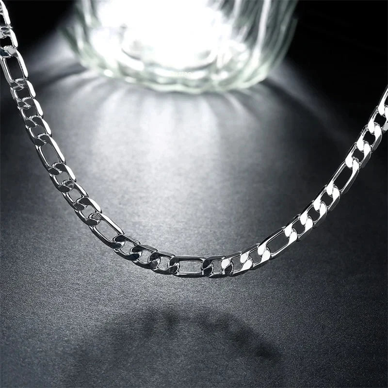 Men's 925 Sterling Silver 2MM/4MM/6MM/8MM/12MM Chain Necklace 16-30 Inch for Man Women Fashion Jewelry High End Necklace