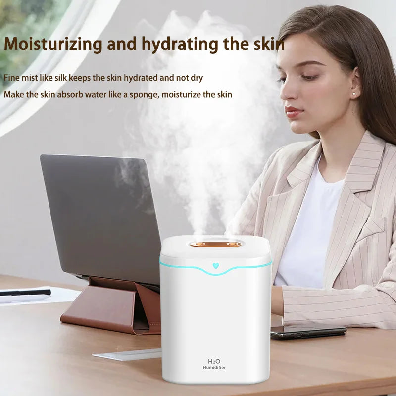 Xiaomi 2000ML USB Air Humidifier Double Spray Port Essential Oil Aromatherapy Humificador Cool Mist Maker Fogger Purify for Home