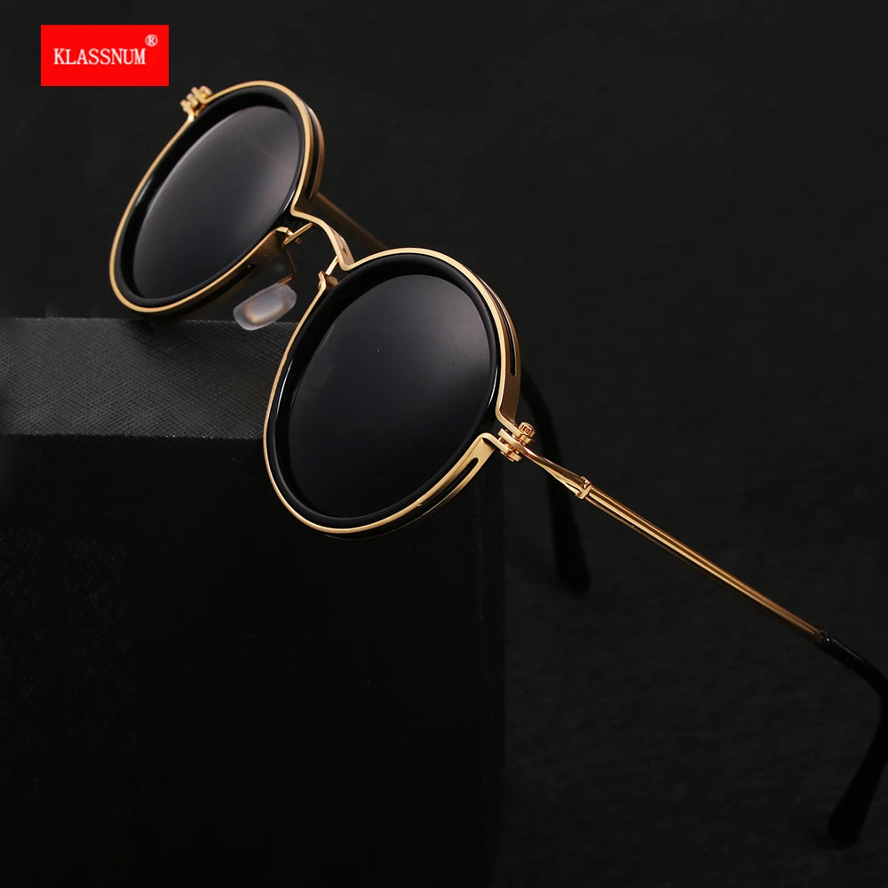 KLASSNUM Men Polarized Sunglases 2025 Luxury Design Metal Round Frame Sun Glasses Women Retro UV400 Shades Classic Eyewear New