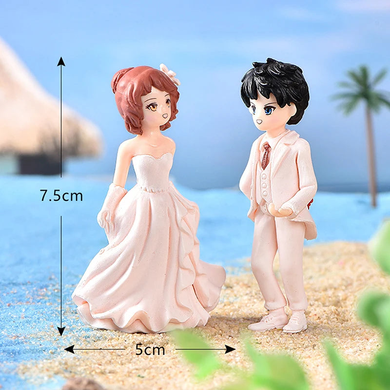 Mini Cute Figurines Couple lover Miniature Wedding Gift Miniature Landscape Ornaments Fairy Garden Bonsai DollHouse Decorations