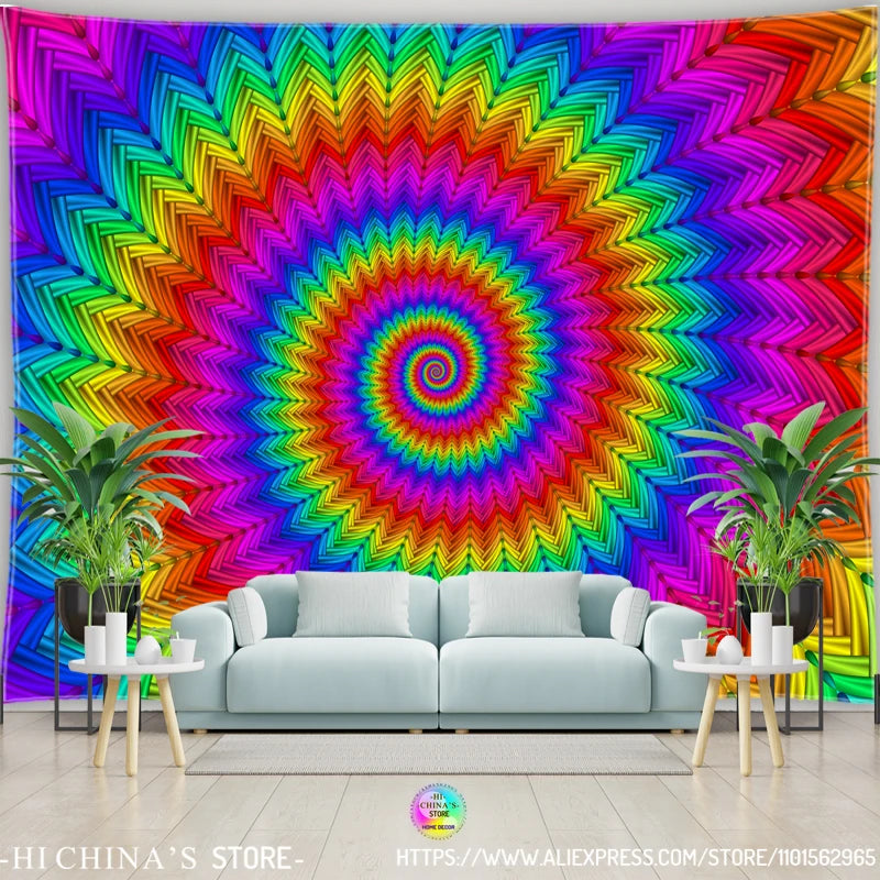 Mandala Tapestry Wall Hanging Boho Wall Cloth Room Decor Aesthetic Psychedelic Hippie Sun Moon Tapestry Bedroom Home Decoration