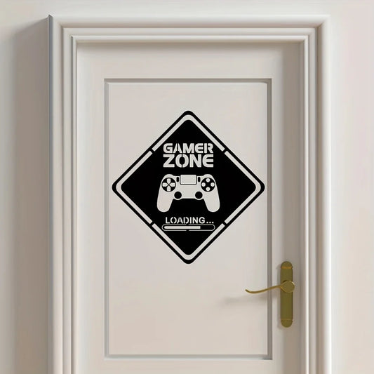 1pc Gamer Zone Door Decal Gamer Wall Vinyl Sticker, Controller Video Game Art Decals, For Living Room, Bedroom, Home Decoration