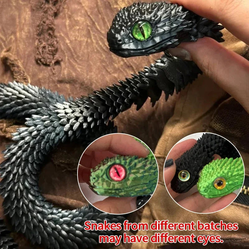 3D Printed Snake Rotatable Articulated Snake Joint Mobility Animal Simulation Model Office Desktop Ornament Home Decor Kids Gift