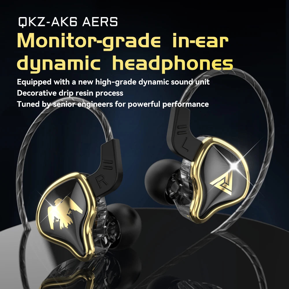 Original QKZ AK6 ARES/DMX/AKX Earphones HIFI Heavy Bass In Ear Monitor Wired Headphones With Mic Noise Cancell Sport Game Music