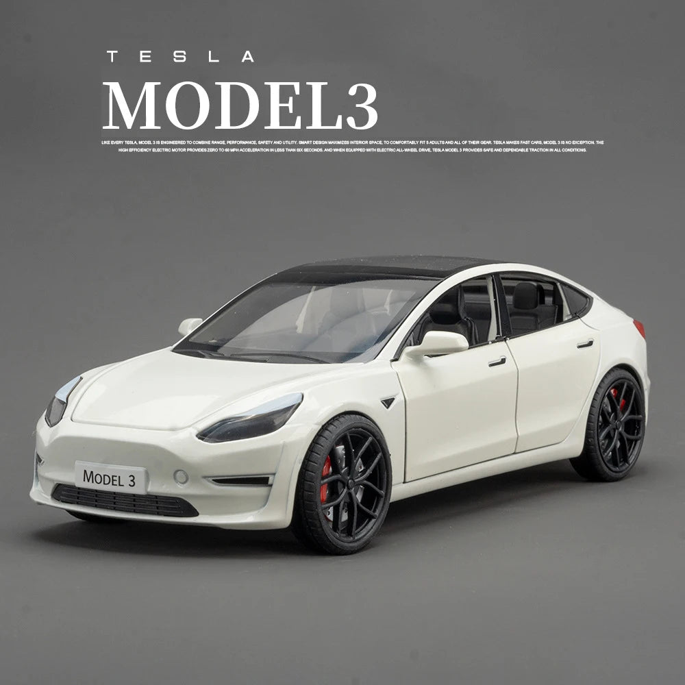 1:24 Model X Model Y Model 3 Alloy Die Cast Toy Car Model Sound and Light Children's Toy Collectibles Birthday gift