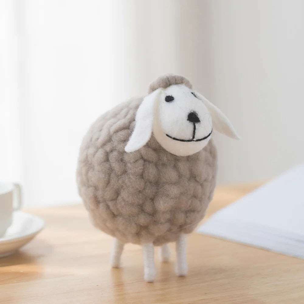 Mini Felt Sheep Figurines Small Ornament Christmas Holiday Wool Statue Miniature Party Supplies Home Decoration