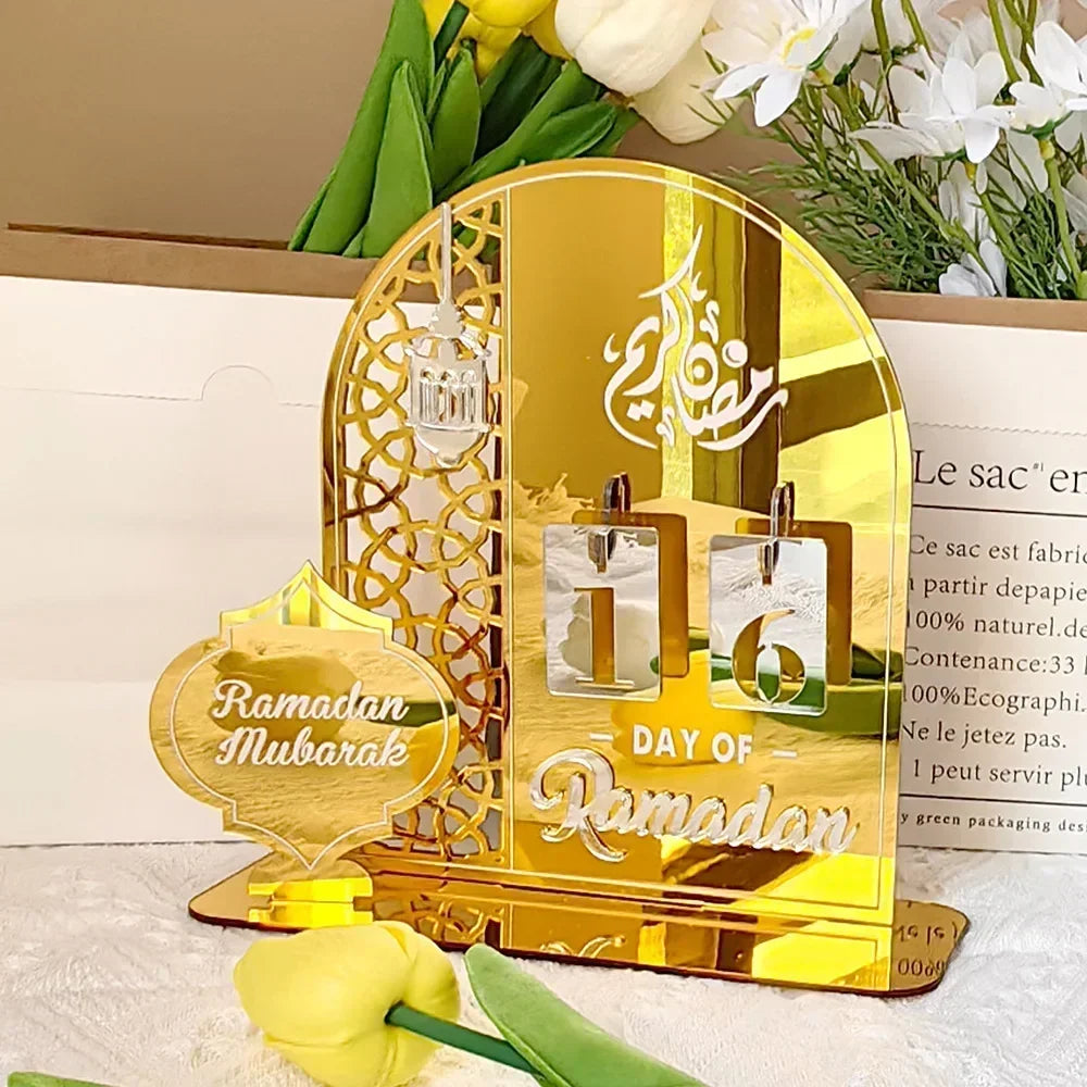 Acrylic Ramadan Countdown Calendar Gifts Day of Ramadan Calendar with Replacing Number 2025 Eid Mubarak Home Decoration Ornament