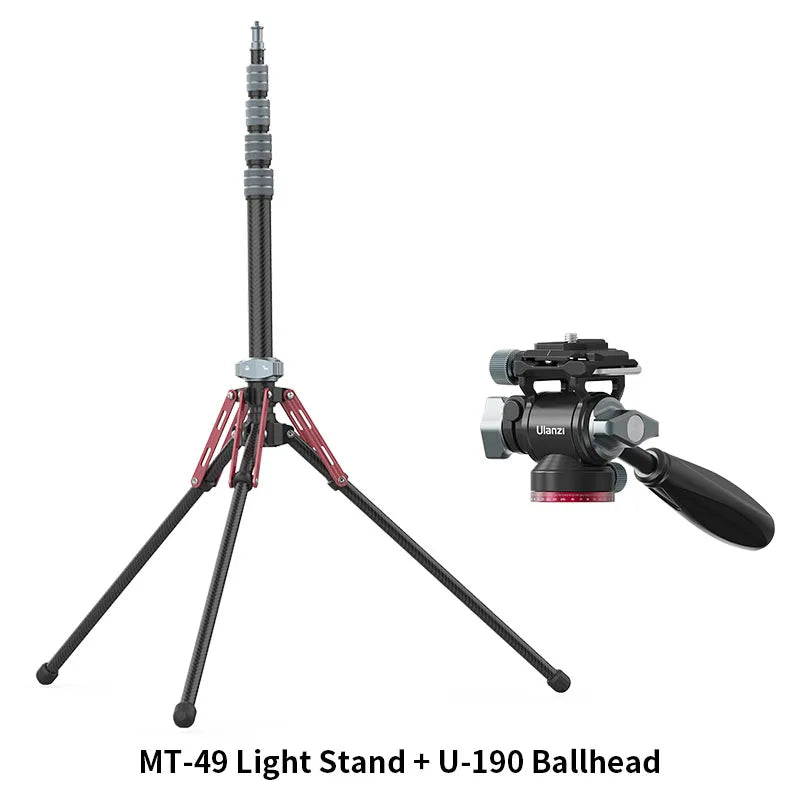 Ulanzi MT-49 1.9M Carbon Fiber Lighting Stand Portable Tripod Photography Light Stand for LED Light Flash Softbox Travel Monopod