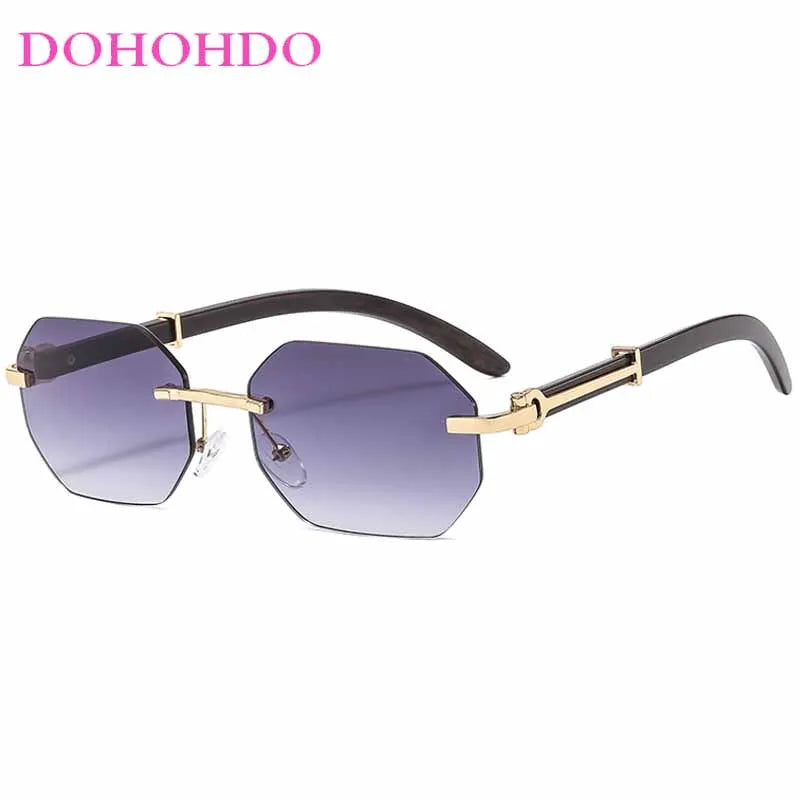 Trendy Classic Rimless Polygon Sunglasses Men Women Retro Luxury Brand Design Summer Traveling Beach Shades Lentes De Sol UV400