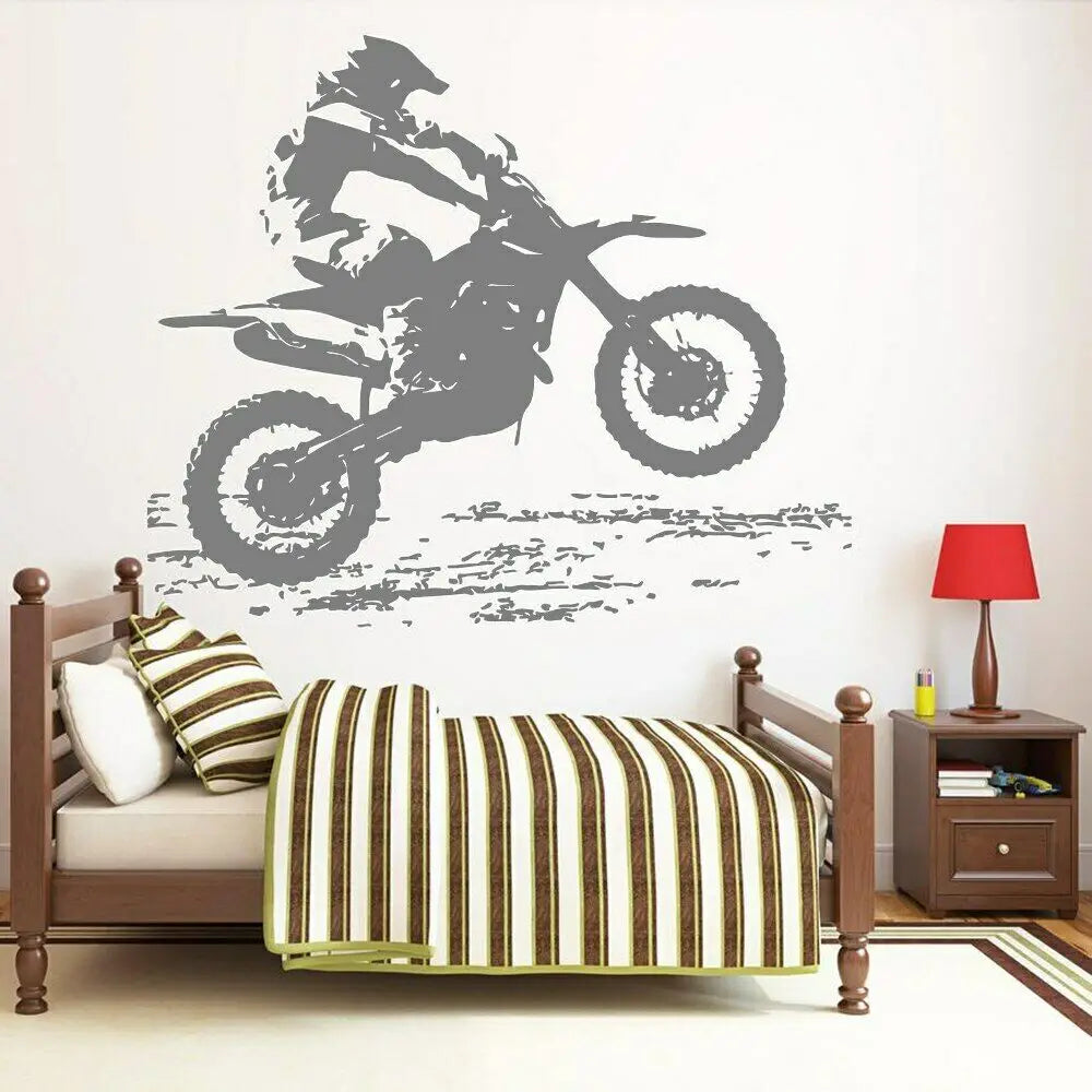 Motocross Wall Decal for Boys Motorcycle Wall Sticker Dirt Bike Wall Decor Bedroom Posters Vinyl Murals Home Decoration P391