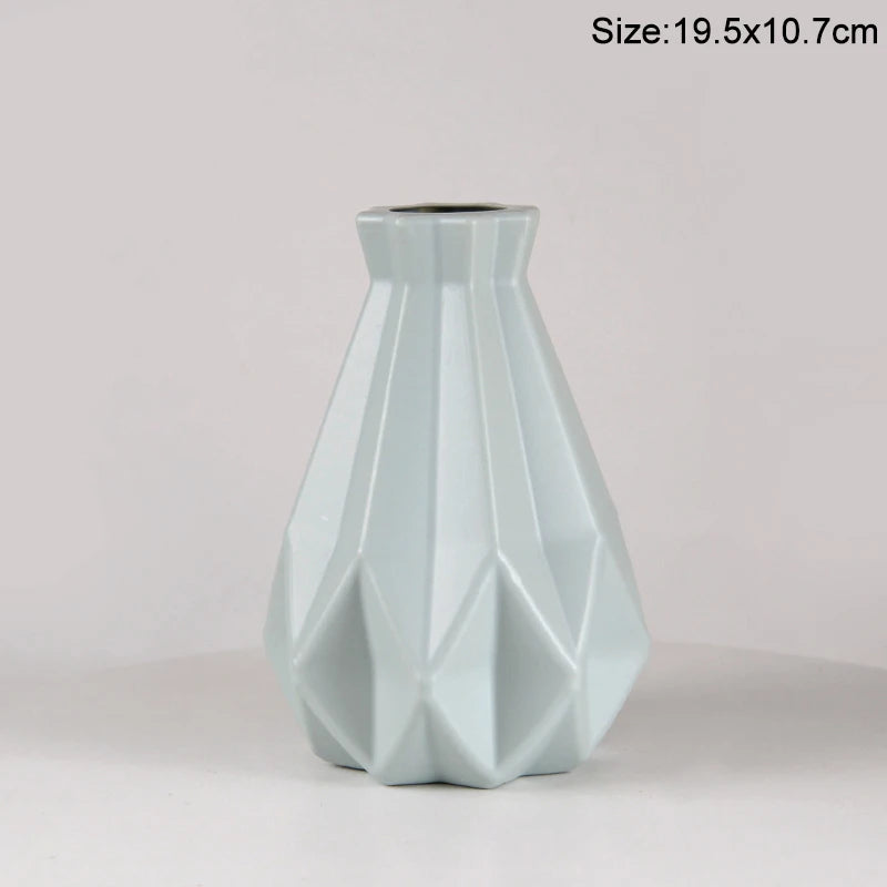 Nordic Flower Vase Imitation Ceramic Plastic Flower Vase Pot Home Living Room Desktop Decoration Wedding Centerpiece Arrangement