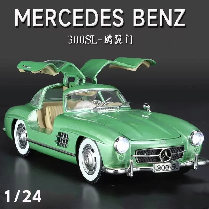 1:24 Scale Car Model Mercedes Benz 300SL Alloy car Model Classic Vintage Diecast Metal Sound Light Collecties Childrens Toy Gift