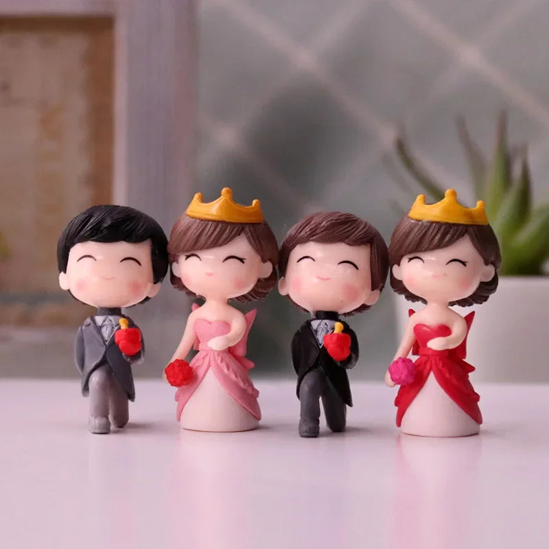 2 Pcs Marriage Couple Doll Doll Ornaments Bride and Groom Wedding Desktop Micro Landscape Bonsai Cake Decorations