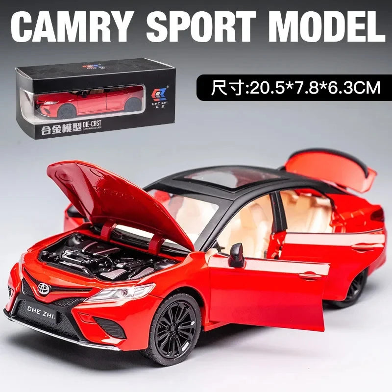 1:24 Toyota Camry Alloy Car Model Toys Metal Diecast High Simulation Strong Vehicle Model Sound Light Toy For Boys Birthday Gift