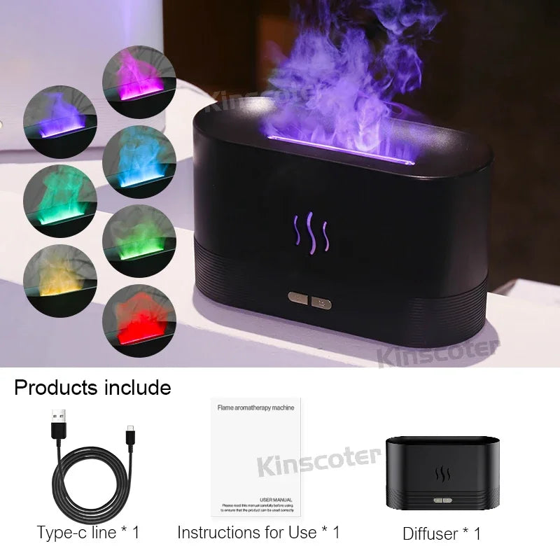 Aroma Diffuser Air Humidifier Manufacturer Cold Mist Ultrasonic Fogger Essential Oil Led Flame Lamp Diffuser